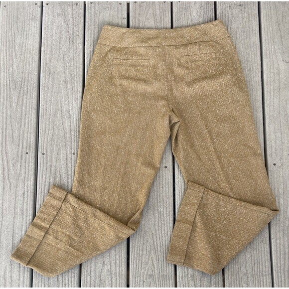 Cabi Women’s 8 Brown Textured Tweed Wide Leg Pants Button Waist Modern Career - Picture 2 of 16